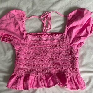 Pink smocked top